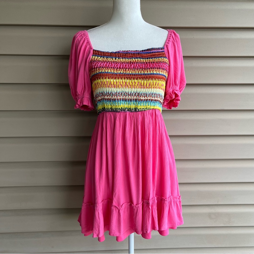 •VICI• Calles De Tulum Smocked Puff Sleeve Dress - Size Medium